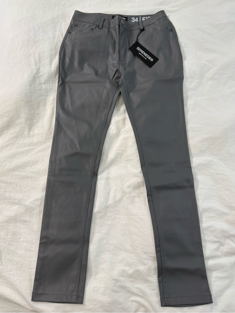 SERENEDE “Steel” Jeans in Grey Faux Leather